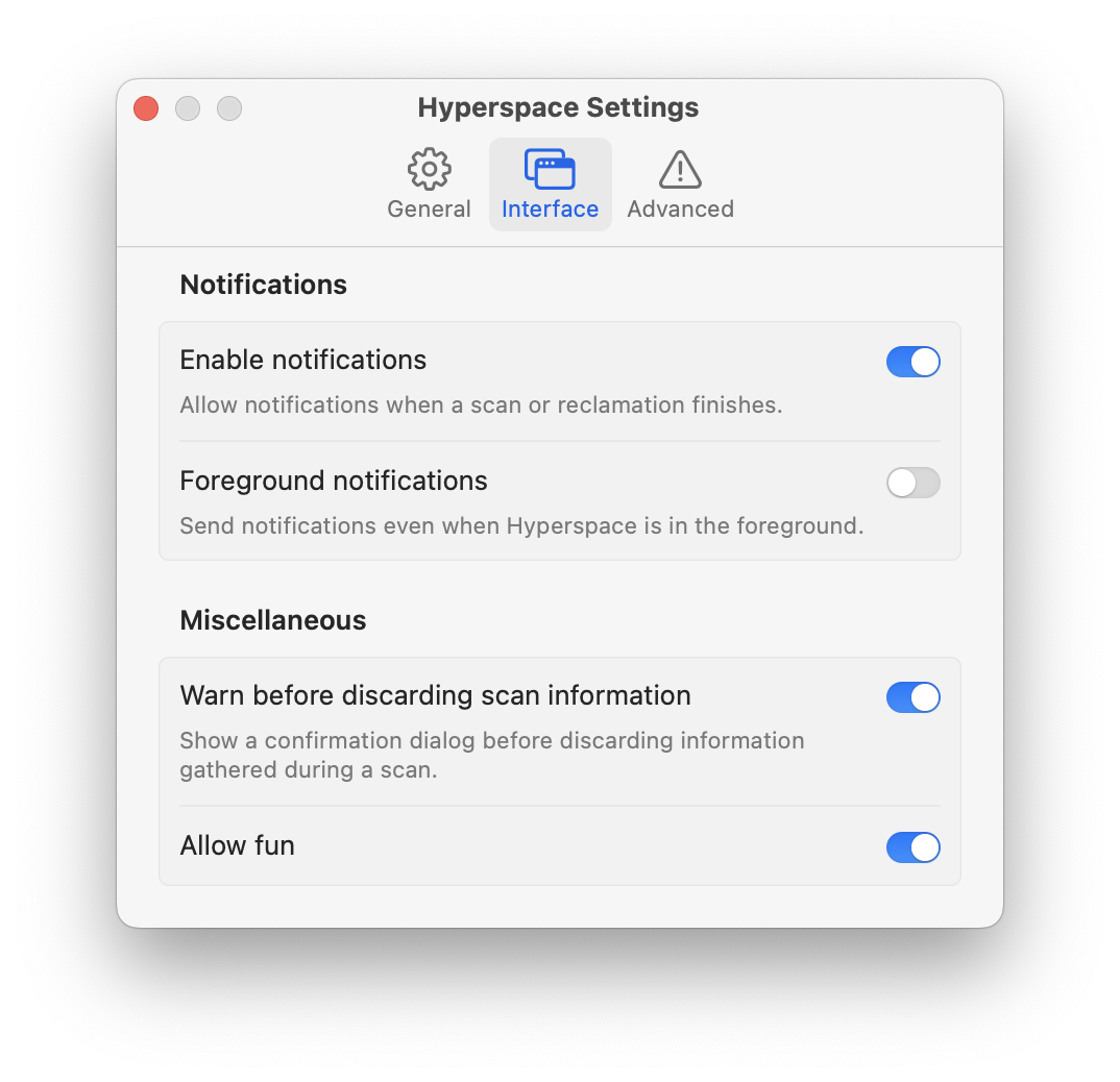 Settings: Interface